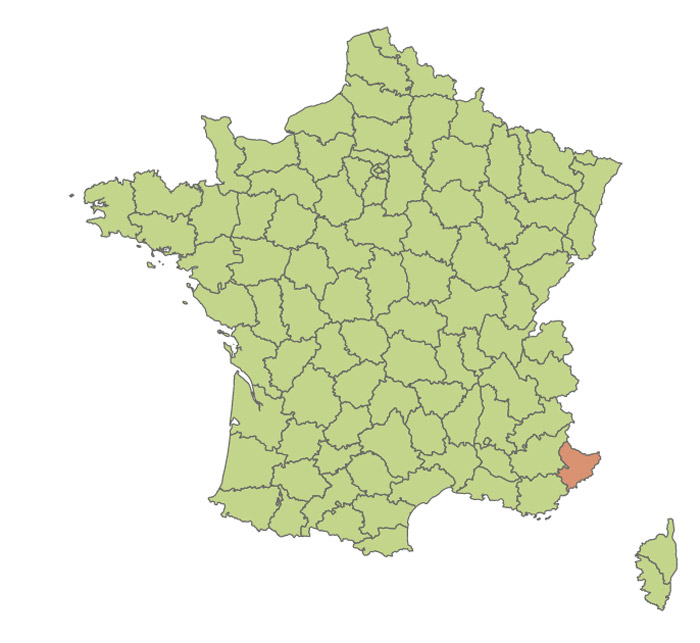 Carte de la présence du moustique-tigre en France 2004